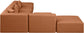 Cube - 6 Piece Modular Corner Armless Sectional - Cognac
