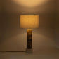 Orenda - Mango Wood Base And Linen Textured Fabric Shade Table Lamp - Travertine / Natural