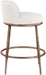 Ferro - Linen Textured Performance Fabric Upholstered Counter Stool - Cream / Brushed Bronze