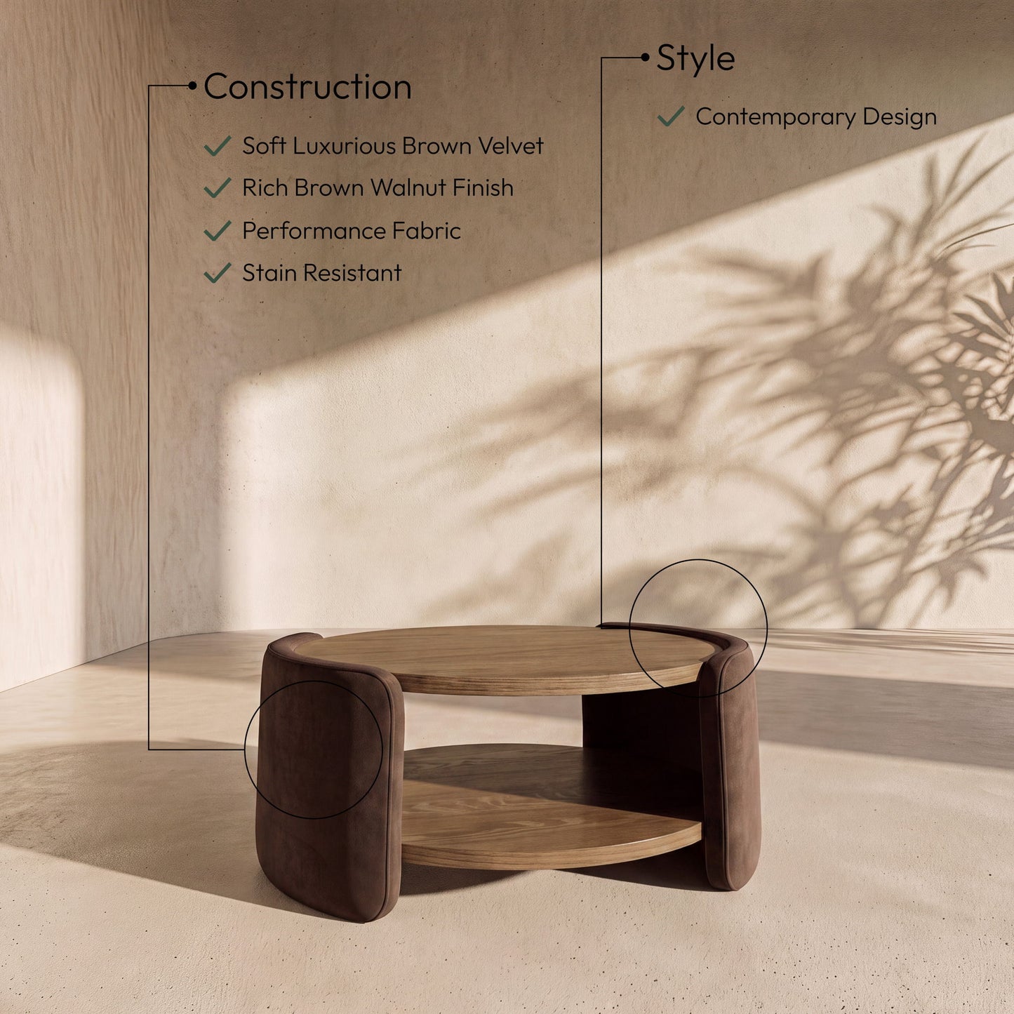 Wren - Velvet And Oak Veneer Coffee Table