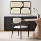 Ronda - Vegan Leather Upholstered Dining Arm Chair - Black Legs