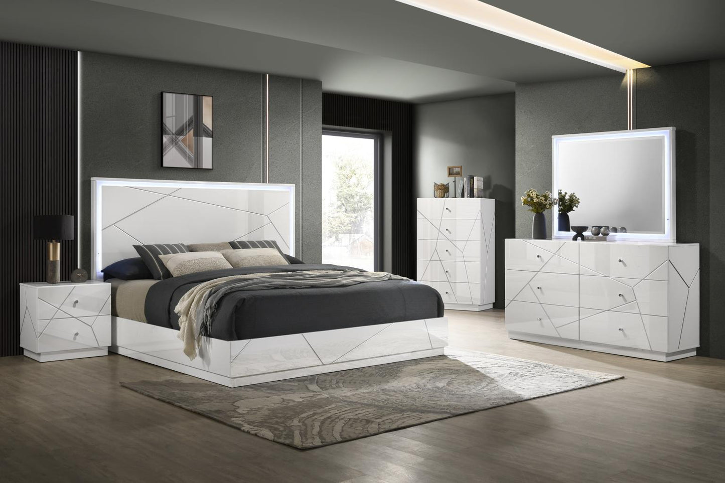 B121 - Line Night Stand - White / Gray