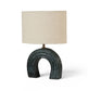 Lithos - Genuine Marble Base And Linen Textured Fabric Shade Table Lamp