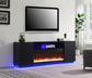 W038-TV - Fire Place TV Stand With Bluetooth Speaker, Heater, 7 Colors Colors, RGB Downlight, RGB LED Lights - Black