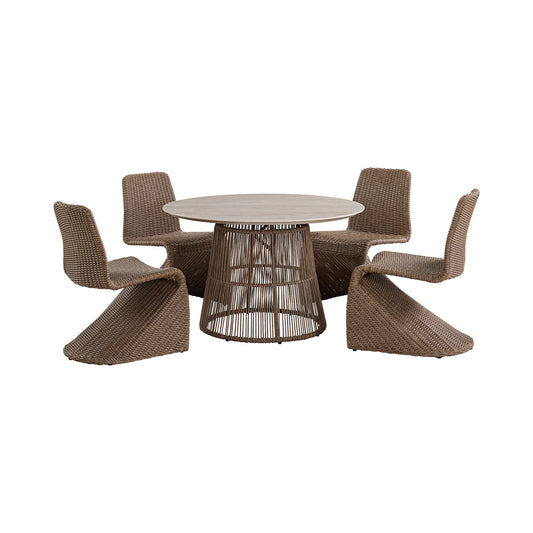Alesso - 5 Piece Standard Height Dining Set (Round Table And Four Chairs) - Brown