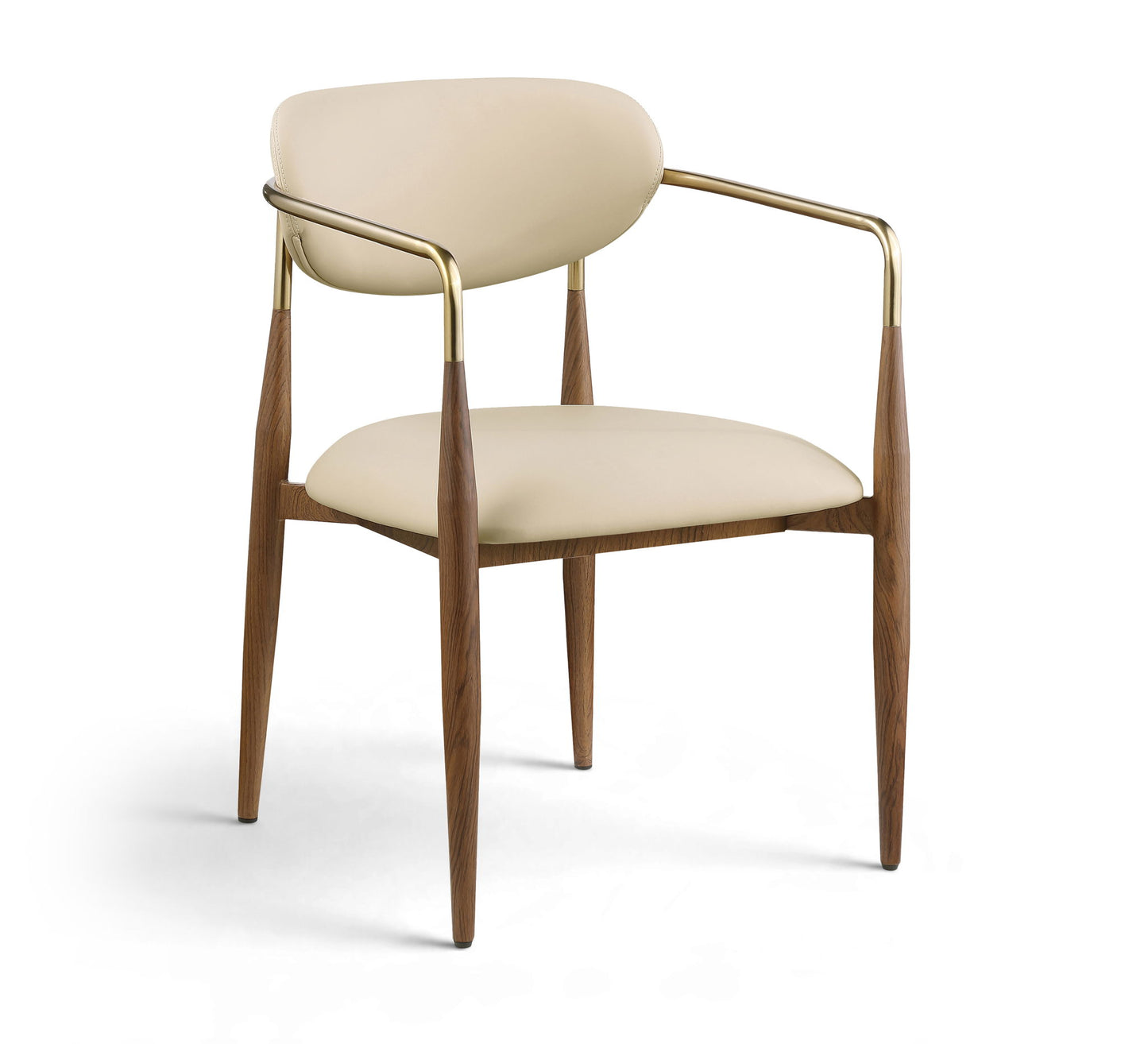 Ronda - Vegan Leather Upholstered Dining Arm Chair - Walnut Legs