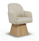 Marlowe - Linen Textured Fabric Upholstered Swivel Dining Arm Chair - Stained Natural