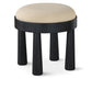 Larea - Linen Textured Fabric Ottoman - Black Base