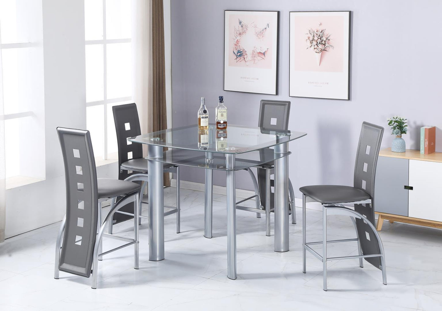 D324 - Pub Chairs (Set of 2) - Charcoal