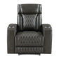 Taddeo - Power Motion Recliner With Power Headrest, USB, Wireless Charger & LED - Dark Gray