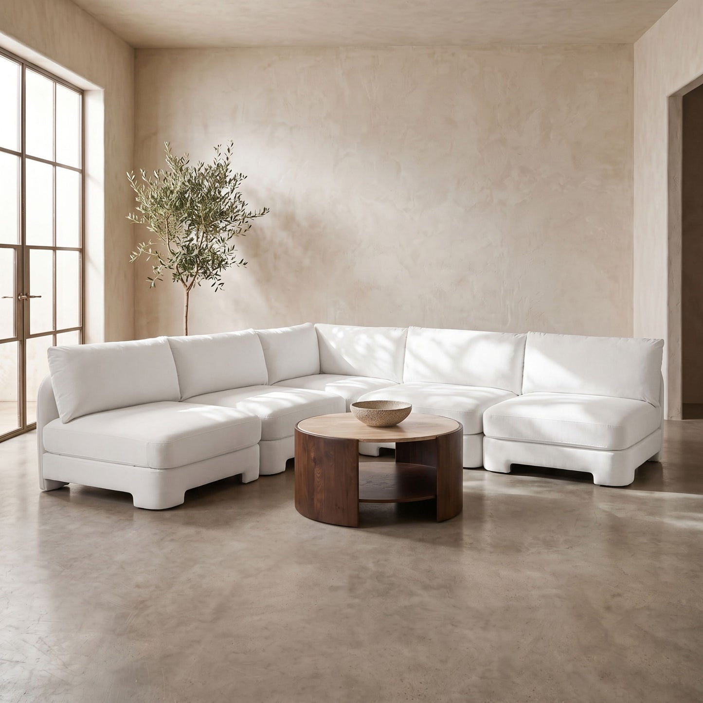 Hammond - Velvet Performance Fabric Upholstered 5 Piece Armless Sectional