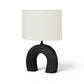 Lithos - Genuine Marble Base And Linen Textured Fabric Shade Table Lamp