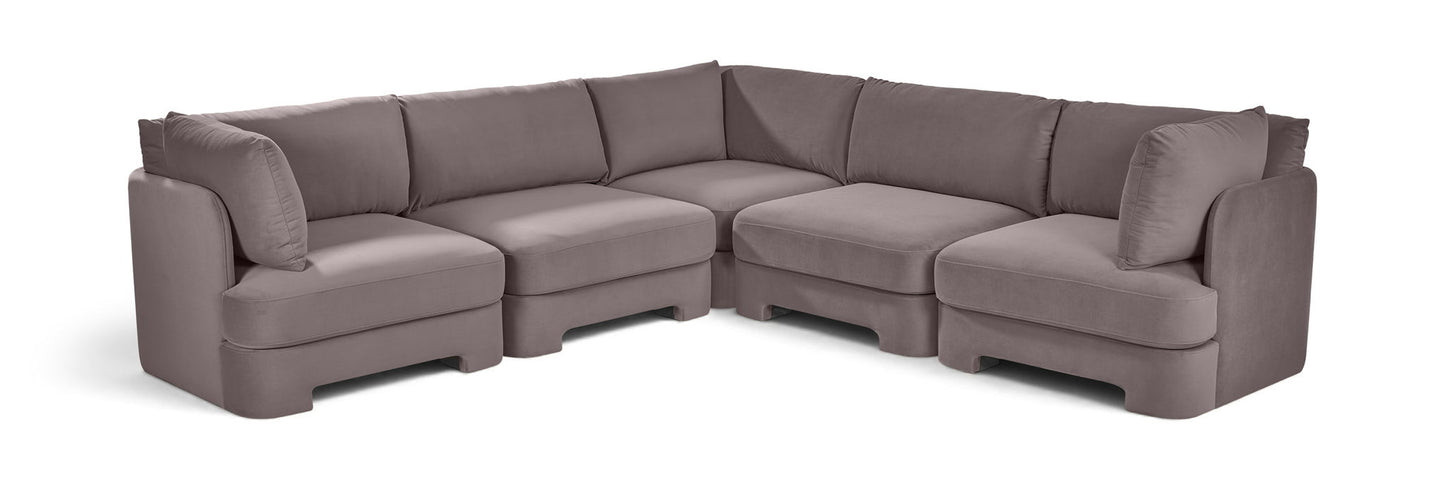 Hammond - Velvet Performance Fabric Upholstered 5 Piece Corner Sectional