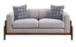 Pelton - Loveseat With 2 Pillows - Fabric & Walnut