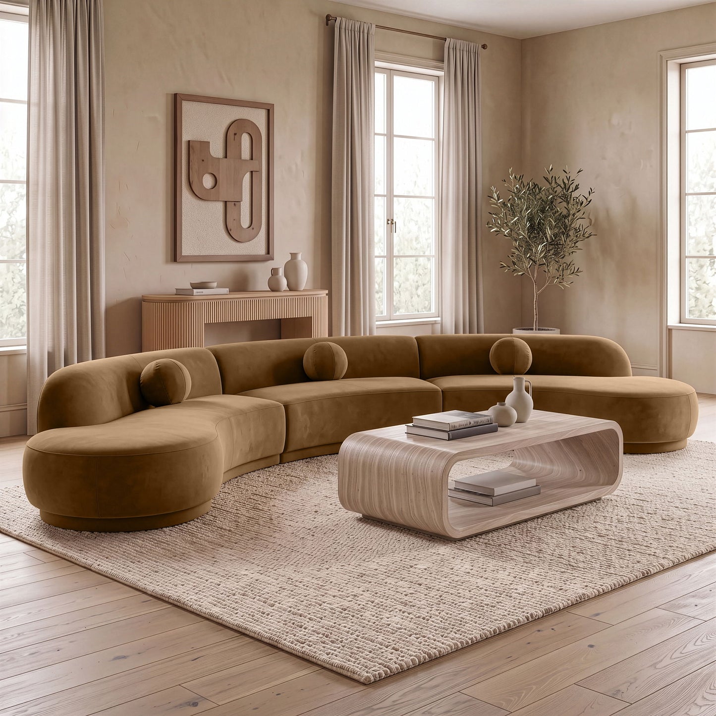 Avra - 177.5" Velvet Performance Fabric Upholstered Sectional