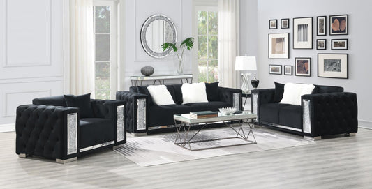 U249 - Velvet Sofa - Black