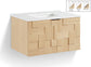 Leonardo - Engineered Stone And Solid Wood 24" Wall Mounted Bathroom Vanity