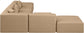 Cube - 6 Piece Modular Corner Armless Sectional - Tan