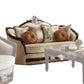 Ernestine - Loveseat With 6 Pillows - Tan Fabric & Black