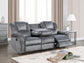 U121 - Motion Sofa With Dropdown Table - Gray