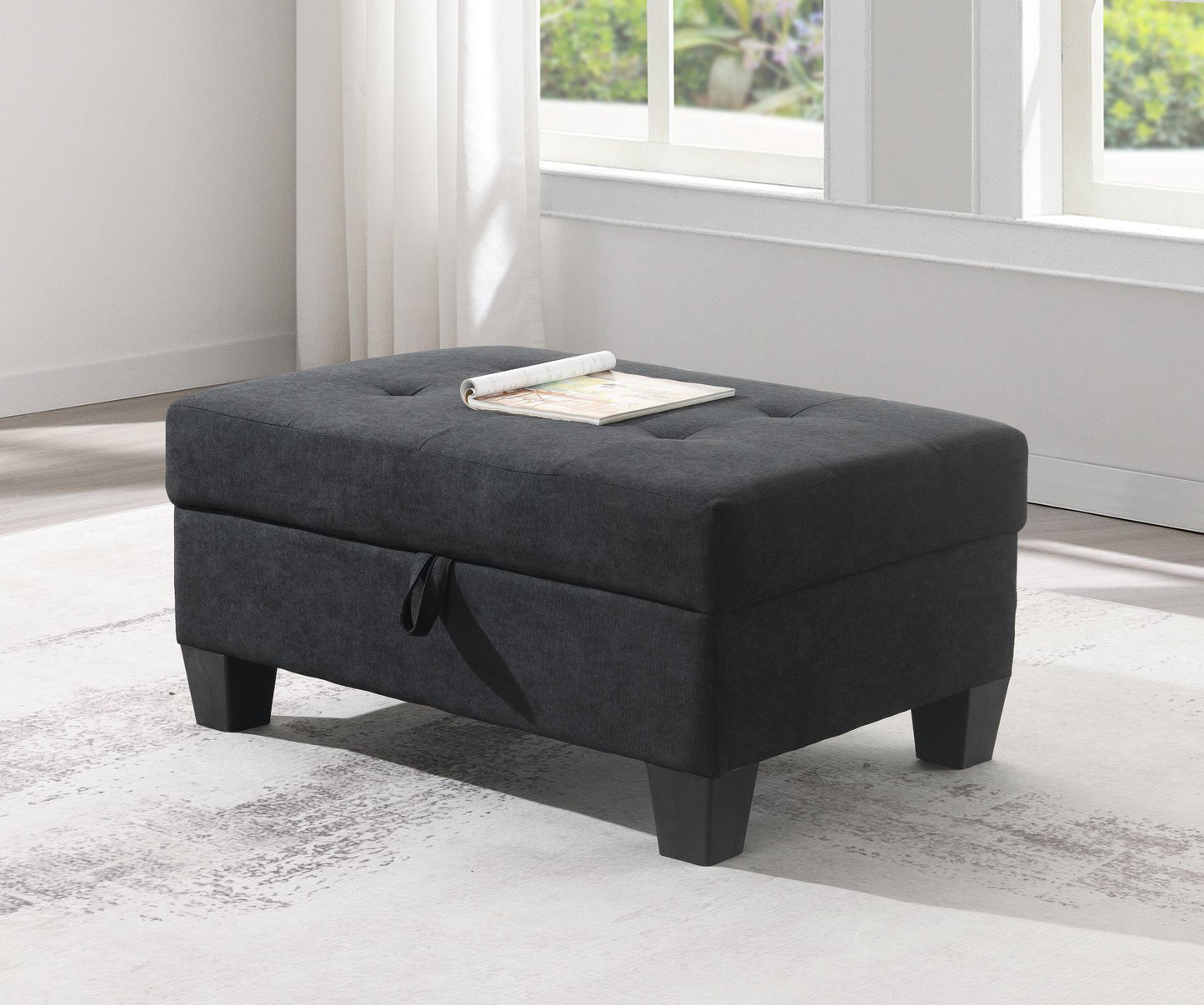 U349 - Fabric Ottoman - Black