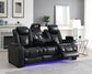 U92 - LED Power Reclining With Power Headrest, Bluetooth Speaker, And Drop Down Table Loveseat - Black
