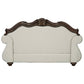 Pierce - Loveseat With 3 Pillows - Beige Fabric & Cherry