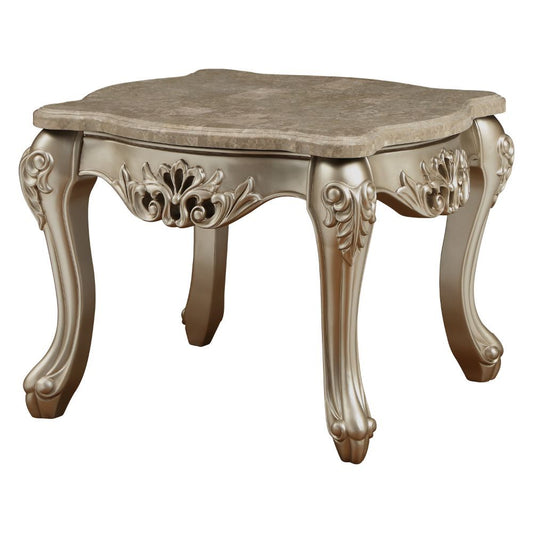 Ranita - End Table - Marble Top & Champagne