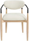 Riccio - Performance Fabric Upholstered Dining Arm Chair (Set of 2) With Light Brown Legs - Cream