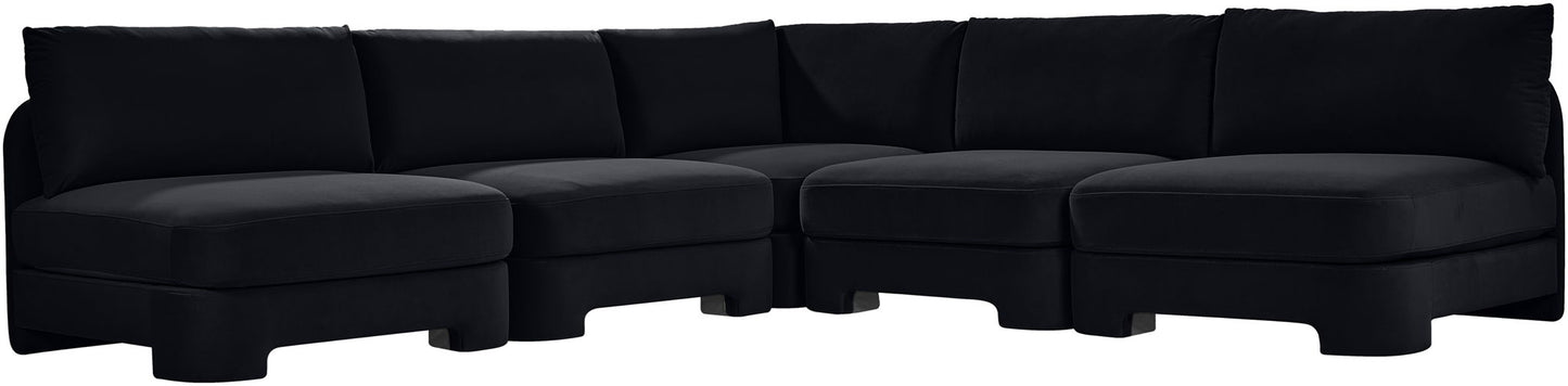 Hammond - Velvet Performance Fabric Upholstered 5 Piece Armless Sectional