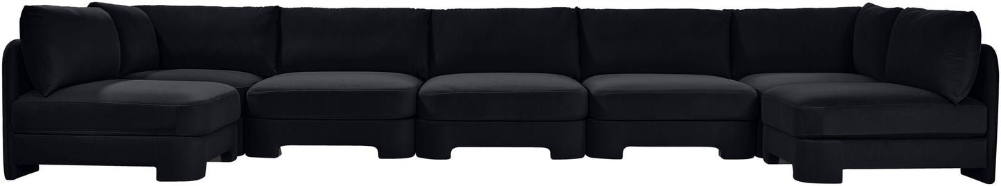 Hammond - Velvet Performance Fabric Upholstered 7 Piece U-Shaped Armless Sectional