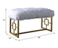 Bagley II - 21" Bench - White Faux Fur & Gold