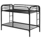 Morgan Metal Twin Over Twin Bunk Bed Black