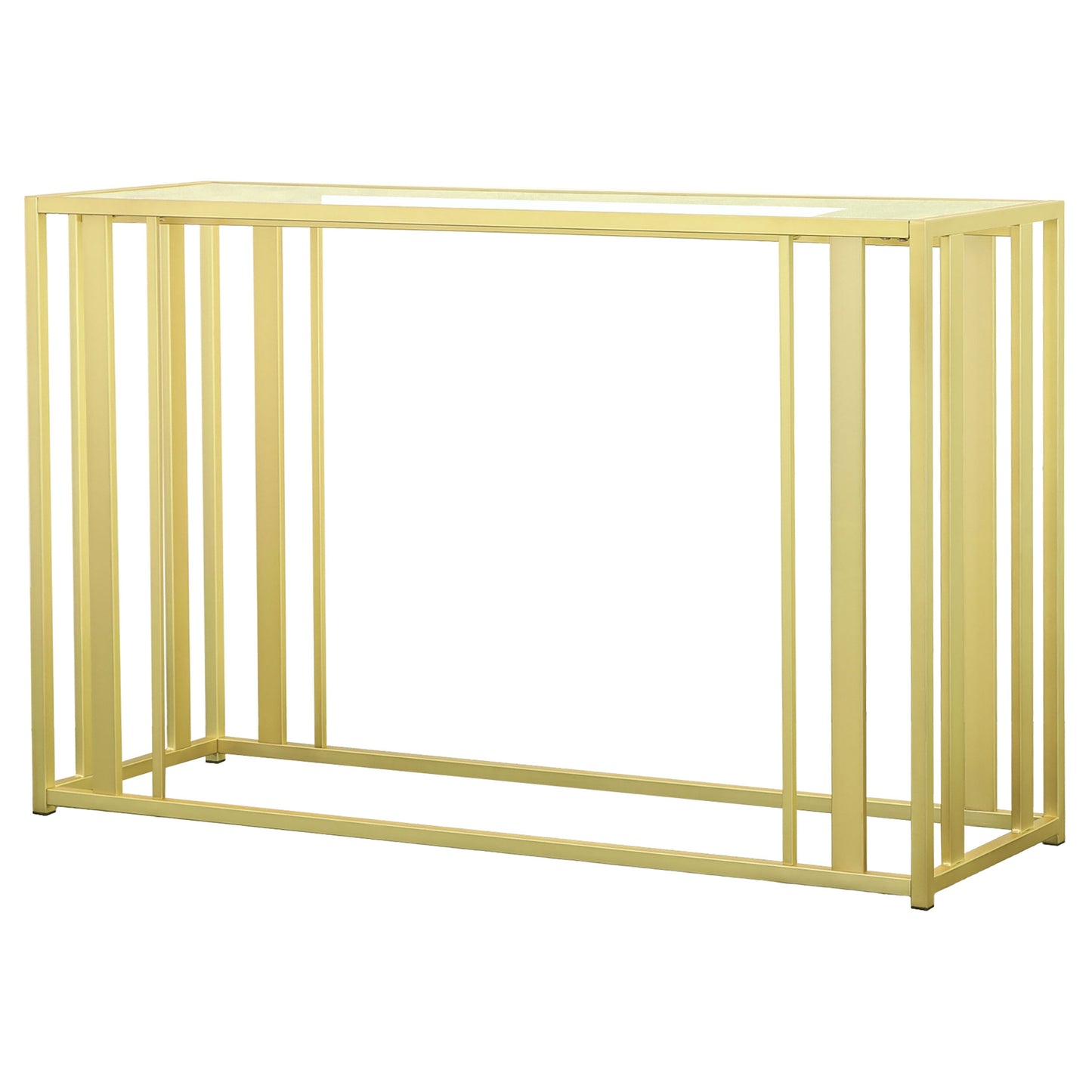 Adri Glass Top Entryway Console Table Matte Brass