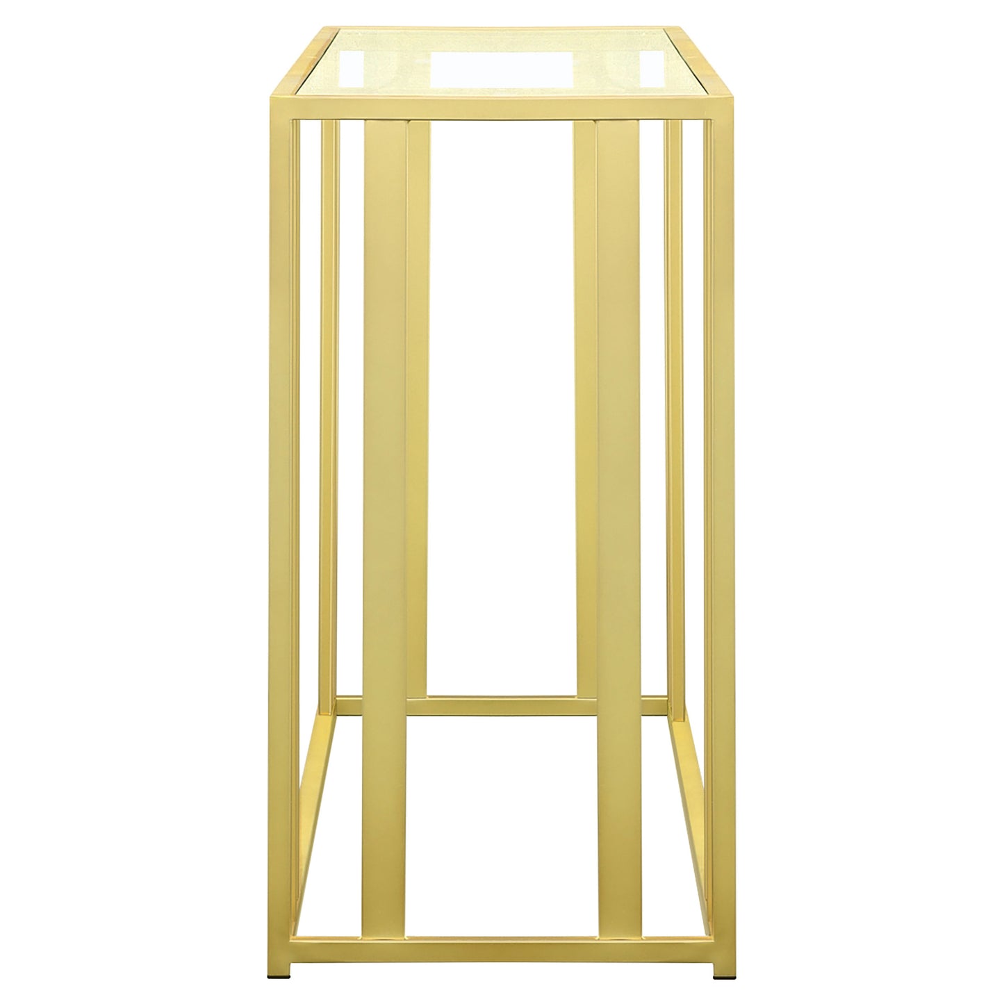 Adri Glass Top Entryway Console Table Matte Brass