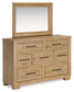 Galliden Queen Panel Bed with Mirrored Dresser and Nightstand