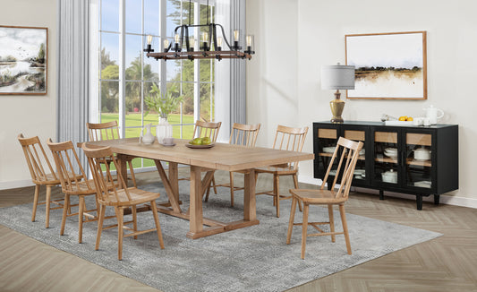 Middleton 9-piece Extension Leaf Dining Set Natural Brown
