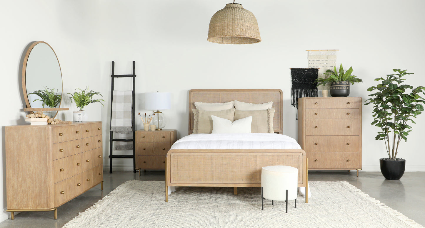 Arini Rattan California King Panel Bed Sand Wash and Natural