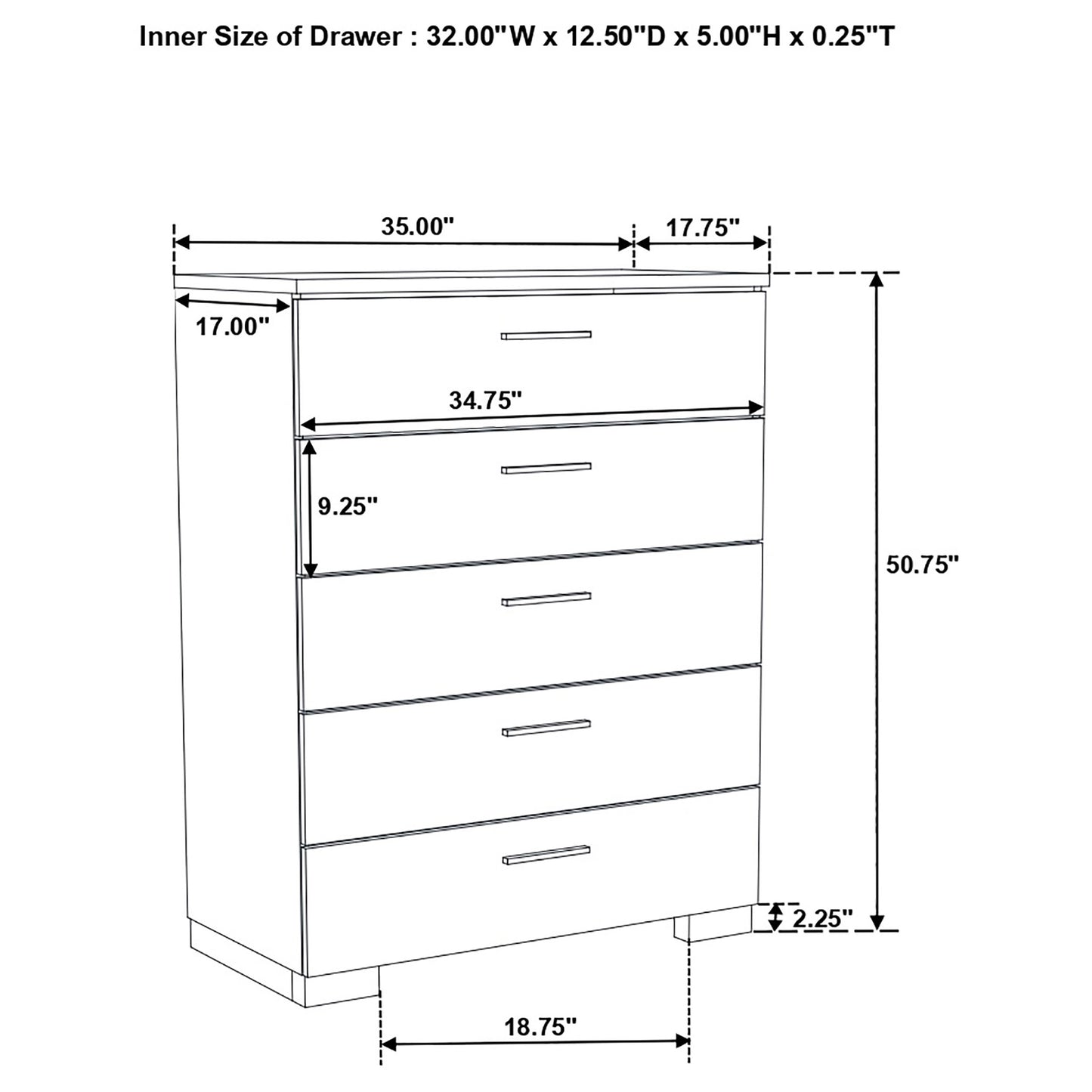 Felicity 5-piece California King Bedroom Set White High Gloss