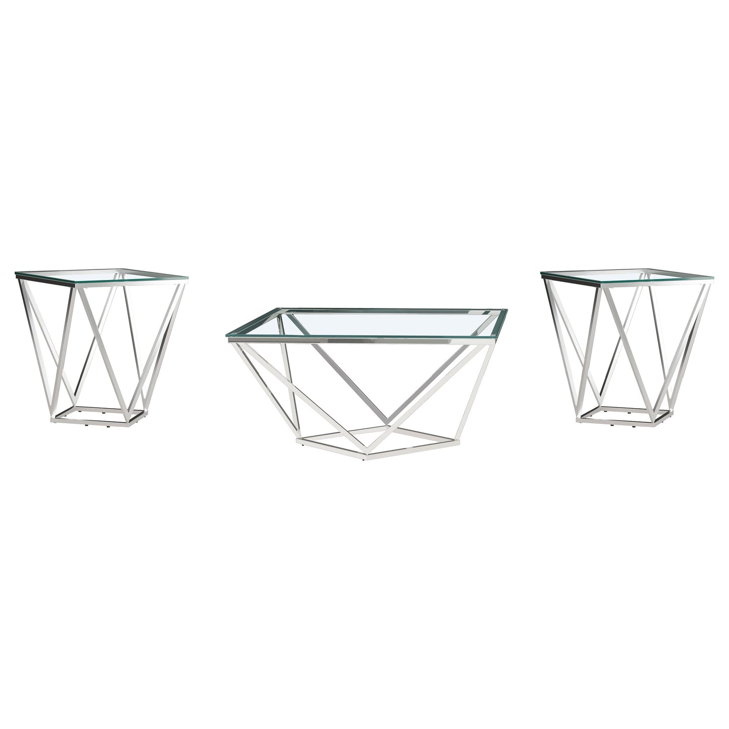 Brittania 3-piece Square Coffee and End Table Set Nickel