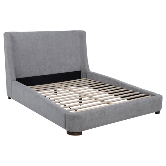Rennes Upholstered Eastern King Wingback Platform Bed Grey
