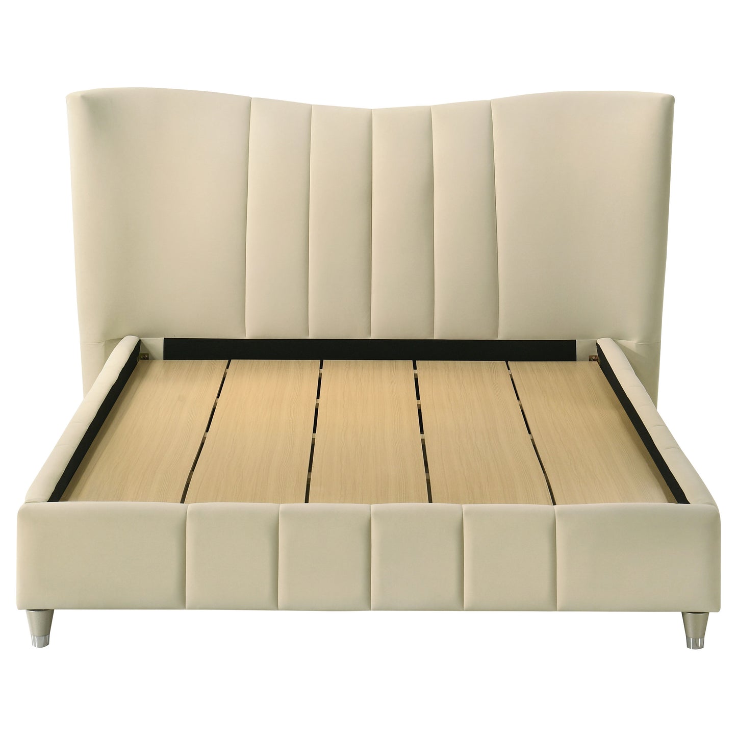 Evelyn Upholstered Queen Panel Platform Bed Ivory