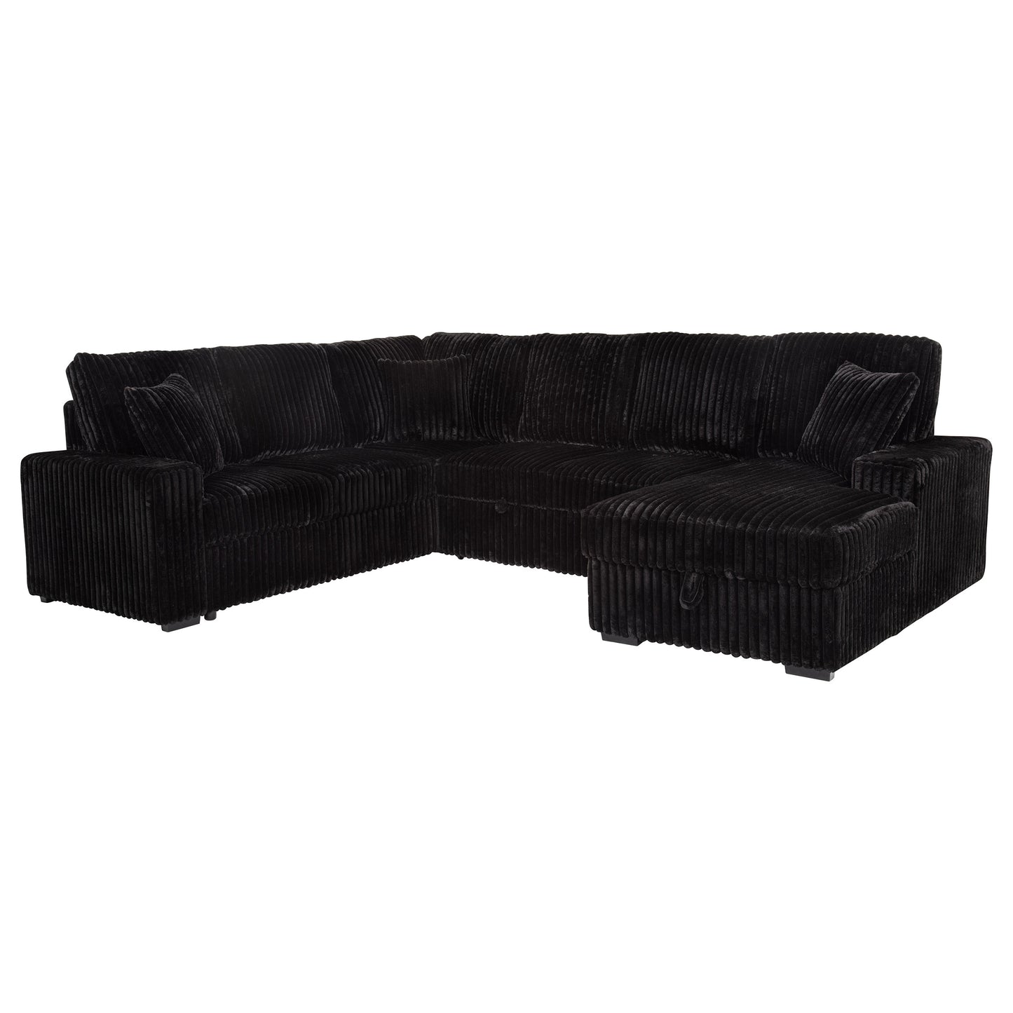 Devonshire Sleeper Sectional Sofa Storage Chaise Black