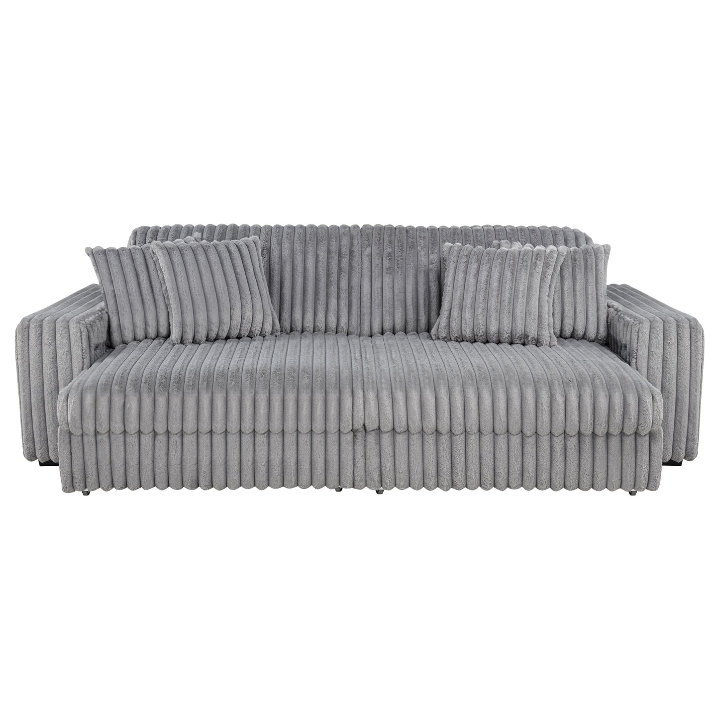Jacana Corduroy Upholstered Dual Power Chaise Sofa Grey
