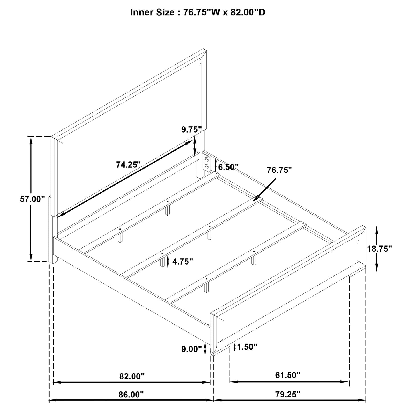 Gracemont 57-inch Eastern King Panel Bed Grey and White