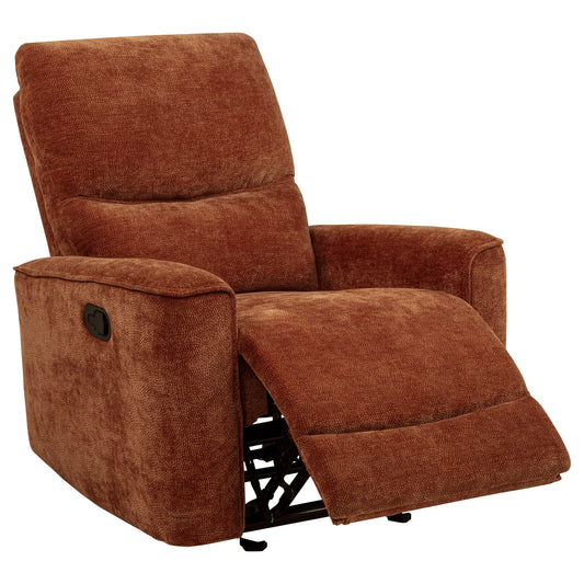 Navarro Chenille Upholstered Glider Recliner Burnt Orange