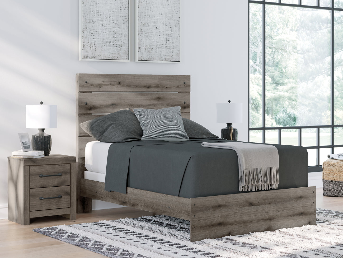 Graystorm Full Panel Bed, Dresser, Mirror and Nightstand