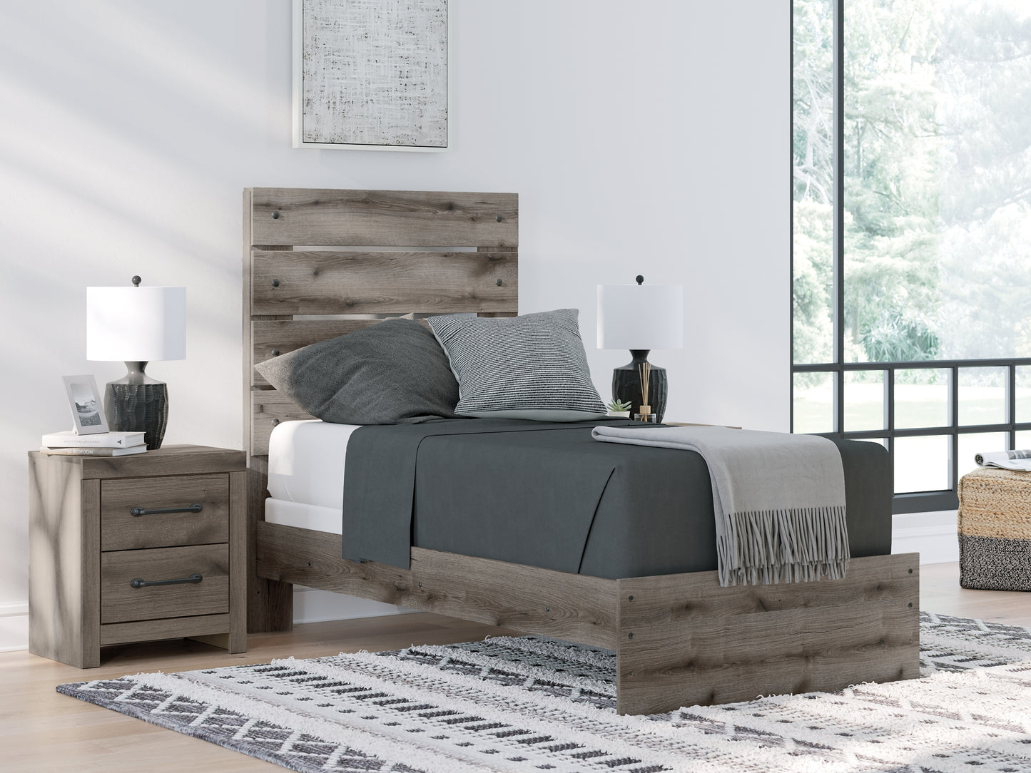 Graystorm Twin Panel Bed, Dresser and Mirror