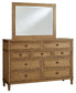 Sharlance King Upholstered Panel Bed, Dresser and Mirror