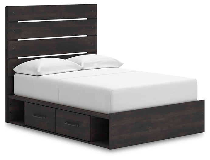 Hollivern Full Panel Bed with Storage with Mirrored Dresser and Nightstand